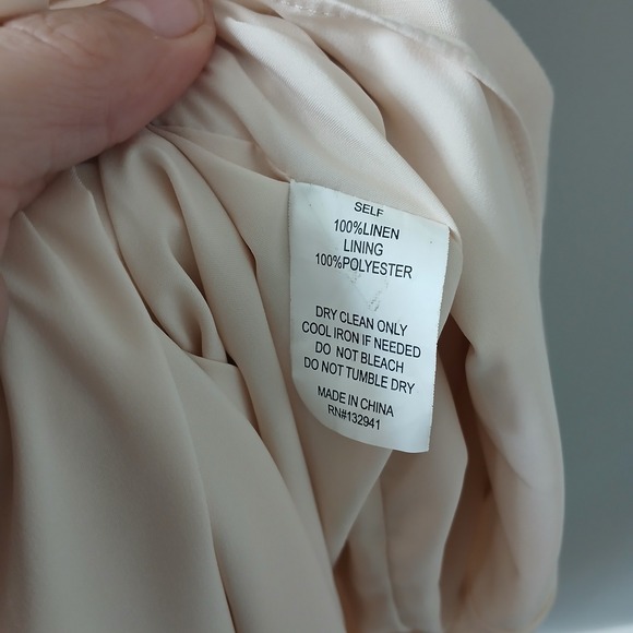 Amanda Uprichard Women's Dress NWT $264 Sz L Tiered Beige Sleeveless Lined Linen - Picture 16 of 16